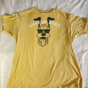 Disney Parks Authentic Pluto "What Up Dog?" Unisex Large Cotton Tee Shirt